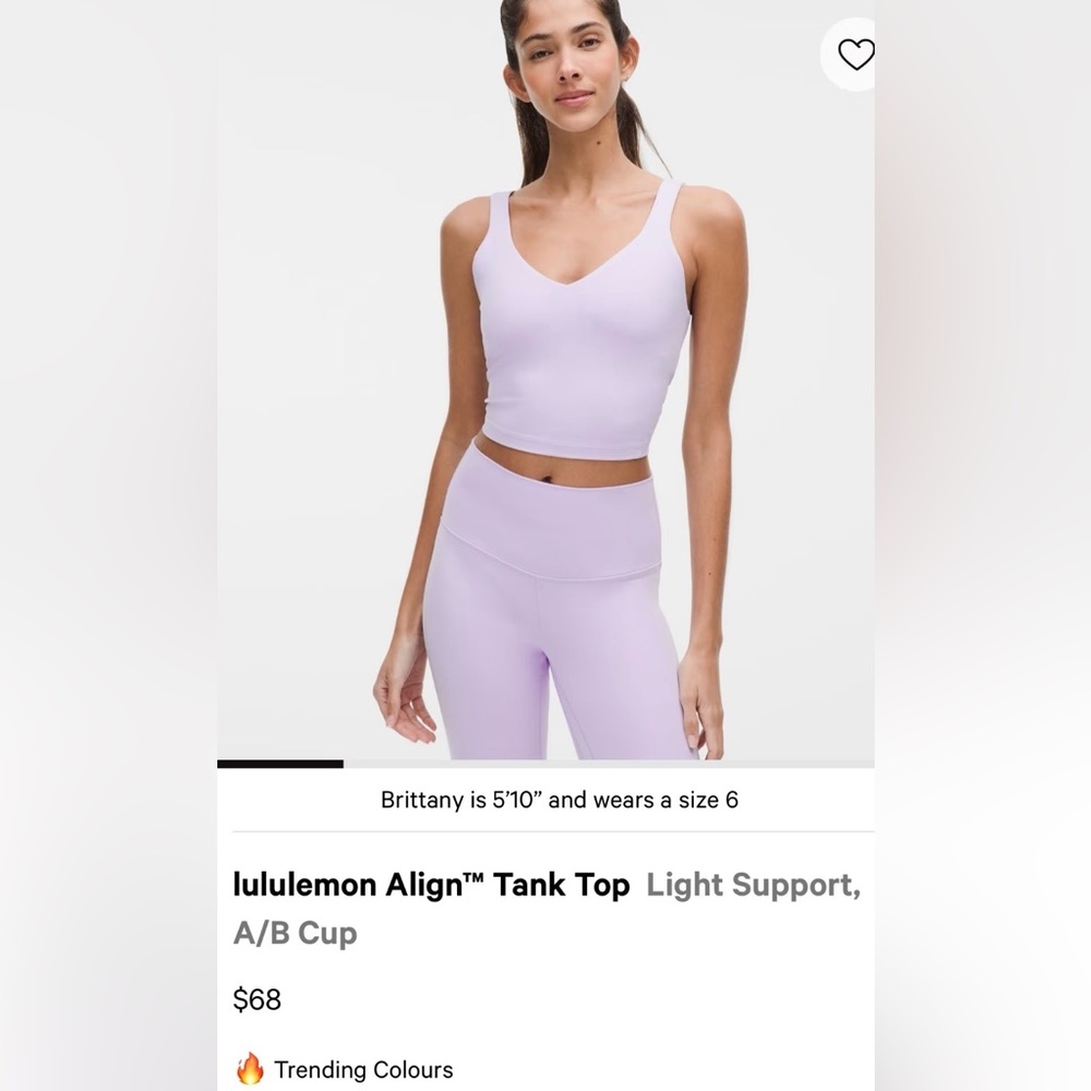 lululemon athletica Lavender Align Tank Top